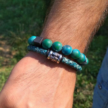 Genuine Leather 'n Stones CELEBRATE! 2 pc Men's Bracelet Set-16 styles